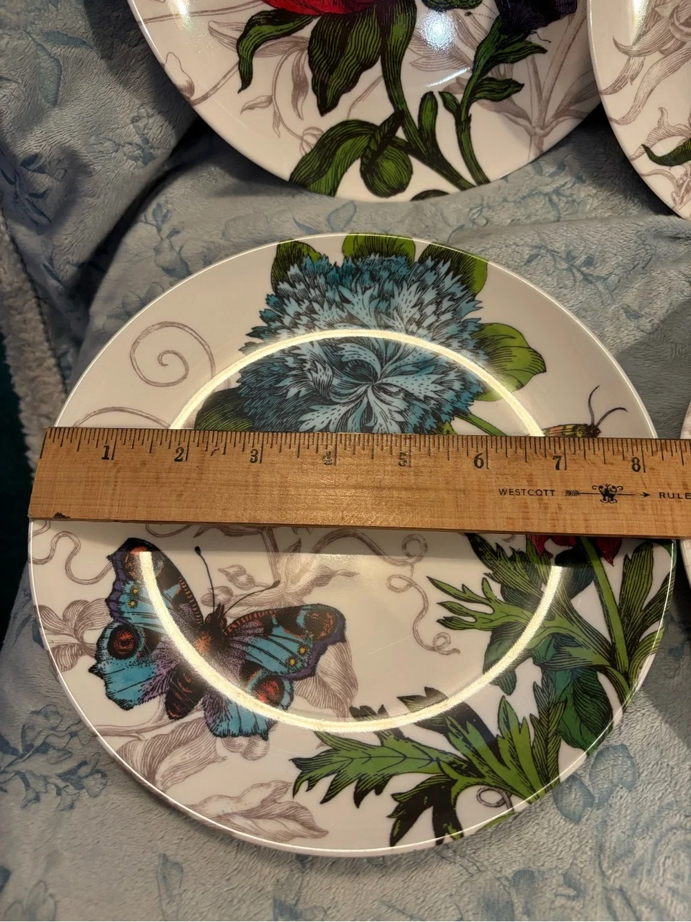Pier One Floral & Butterfly Plates - Set of 4, Multicolor